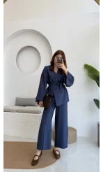 Gues Bağlamalı Kimono Takım Lacivert