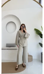 Gues Bağlamalı Kimono Takım Su Yeşili