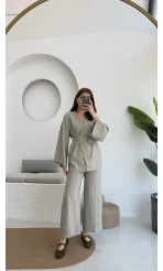 Gues Bağlamalı Kimono Takım Su Yeşili