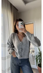 Gül Detay Kazak Gri