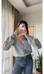 Gül Detay Kazak Gri