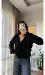 Gül Detay Kazak Siyah