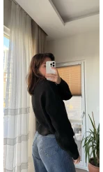 Gül Detay Kazak Siyah