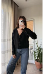 Gül Detay Kazak Siyah