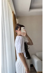 Haki Çizgili Detay T-Shirt