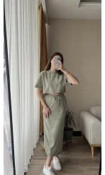 Haki Etekli Yıkamalı Takım