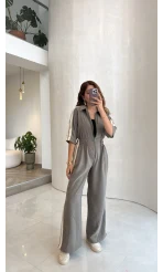 Haki Modal Beli Lastikli Tulum - Kod: 6112