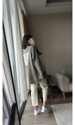 Haki Müslin Kumaş Kimono