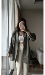 Haki Müslin Kumaş Kimono