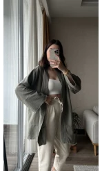 Haki Müslin Kumaş Kimono