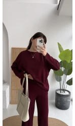 Harvey Oversize Triko Takım - Bordo - Kod: 4004