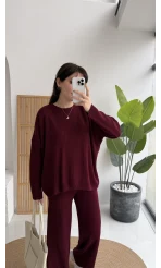 Harvey Oversize Triko Takım - Bordo - Kod: 4004