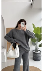 Harvey Oversize Triko Takım - Füme - Kod: 4004