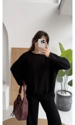 Harvey Oversize Triko Takım - Siyah - Kod: 4004