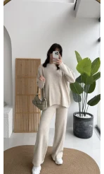 Harvey Oversize Triko Takım - Taş - Kod: 4004