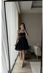 Hasır Detay Keten Elbise