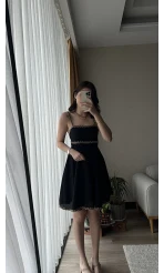 Hasır Detay Keten Elbise