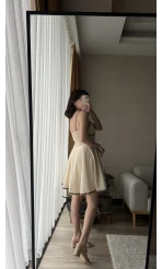 Hasır Detay Keten Elbise