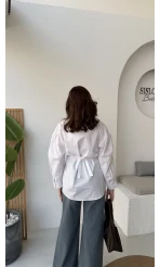Heidi Bağlama Detay Gömlek - Beyaz - Kod: 5441