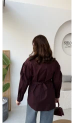 Heidi Bağlama Detay Gömlek - Mürdüm - Kod: 5441