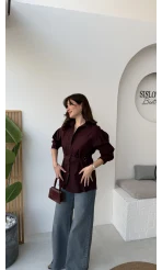 Heidi Bağlama Detay Gömlek - Mürdüm - Kod: 5441