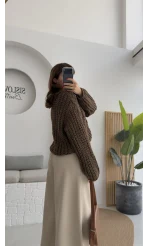 Hera Kemerli Bol Paça Kumaş Pantolon - Krem