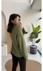 Hilary Yakası Aksesuar Detaylı Fular Bağlamalı Kazak - Mint