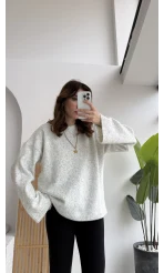 Holly Bisiklet Yaka Kırçıllı Kazak - Açık Gri