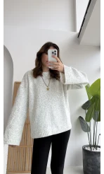 Holly Bisiklet Yaka Kırçıllı Kazak - Açık Gri