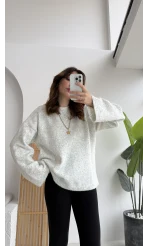 Holly Bisiklet Yaka Kırçıllı Kazak - Açık Gri