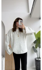 Holly Bisiklet Yaka Kırçıllı Kazak - Açık Gri