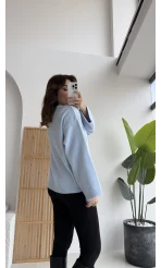 Holly Bisiklet Yaka Kırçıllı Kazak - Bebe Mavisi