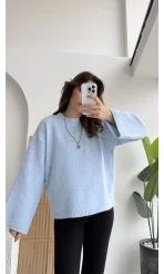 Holly Bisiklet Yaka Kırçıllı Kazak - Bebe Mavisi