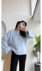 Holly Bisiklet Yaka Kırçıllı Kazak - Bebe Mavisi