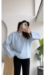 Holly Bisiklet Yaka Kırçıllı Kazak - Bebe Mavisi