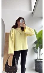 Holly Bisiklet Yaka Kırçıllı Kazak - Sarı