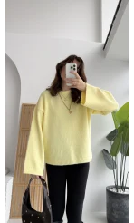 Holly Bisiklet Yaka Kırçıllı Kazak - Sarı