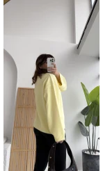 Holly Bisiklet Yaka Kırçıllı Kazak - Sarı