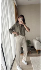 Holly Krem Keten Pantolon