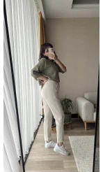 Holly Krem Keten Pantolon