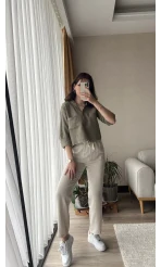 Holly Krem Keten Pantolon