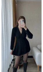 Hot Mini Siyah Triko Elbise