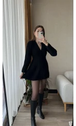 Hot Mini Siyah Triko Elbise