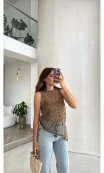 İçi Askılı Body Pullu Bluz - Vizon - Kod: 1115