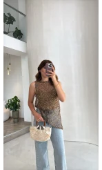 İçi Askılı Body Pullu Bluz - Vizon - Kod: 1115