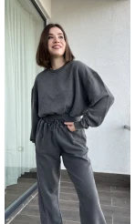 İnlore Yıkamalı Koyu Gri Takım