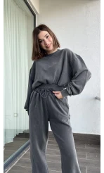 İnlore Yıkamalı Koyu Gri Takım