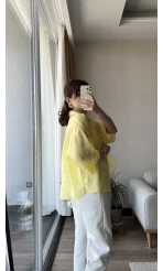 İpeksi Sarı Transparan Gömlek