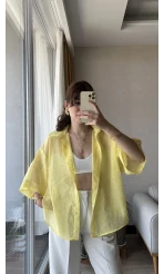 İpeksi Sarı Transparan Gömlek