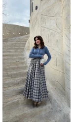 Ireila Ekose Desenli Kloş Etek - Taş - Kod: 263001